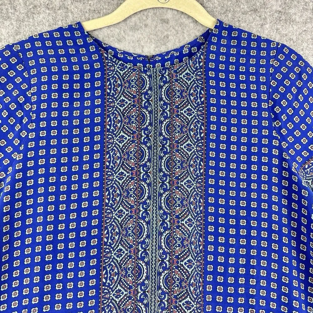 Madewell Blue Patterned Short-Sleeve Blouse - Picture 2 of 13